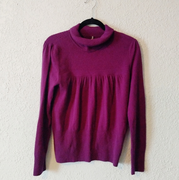 100% cashmere purple turtleneck sweater sz XL - Picture 1 of 5